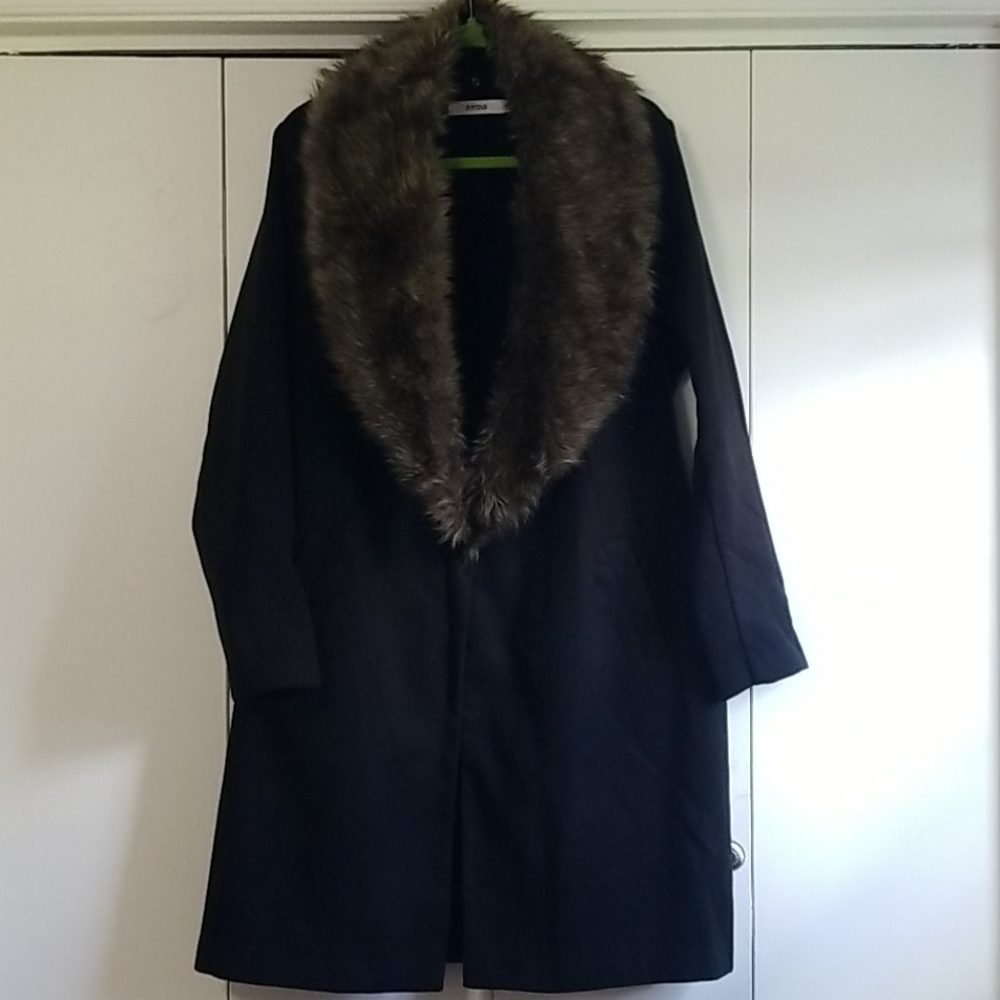 Faux fur peacoat car coat